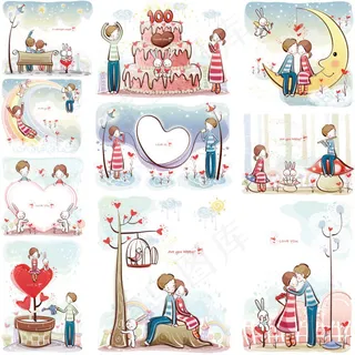 年轻的情侣们爱的矢量图