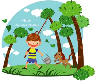 矢量素材卡通儿童树林玩耍图片 矢量素材卡通儿童树林玩耍图片