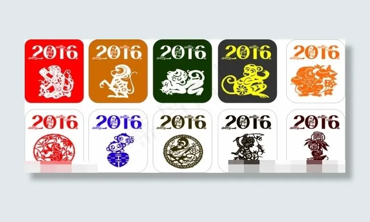 2016年猴子剪纸图片cdr矢量模版下载
