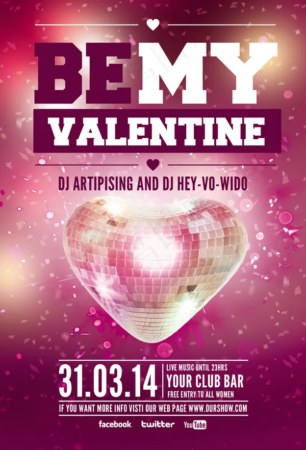 时尚情人节宣传海报PSD素材(1275X1875(DPI:300))psd模版下载