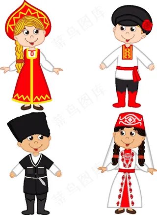 少数民族卡通人物插画