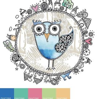 卡通小鸟印花素材图片