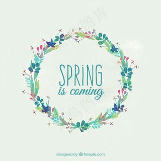 可爱的花花环与绿叶