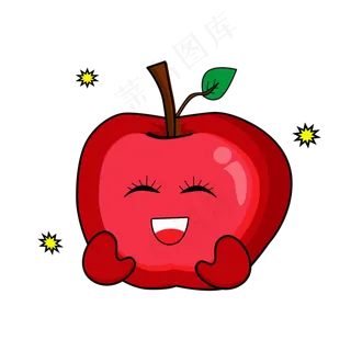 卡通可爱呐喊的红苹果,免抠元素