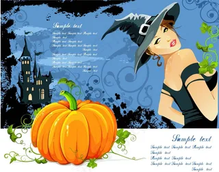 美丽女巫人物形象矢量素材