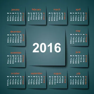 2016年绚丽图案日历主题矢量素材