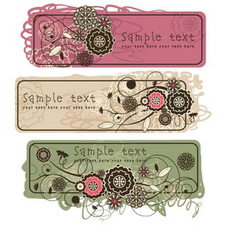 多款彩色植物题材banners矢量...