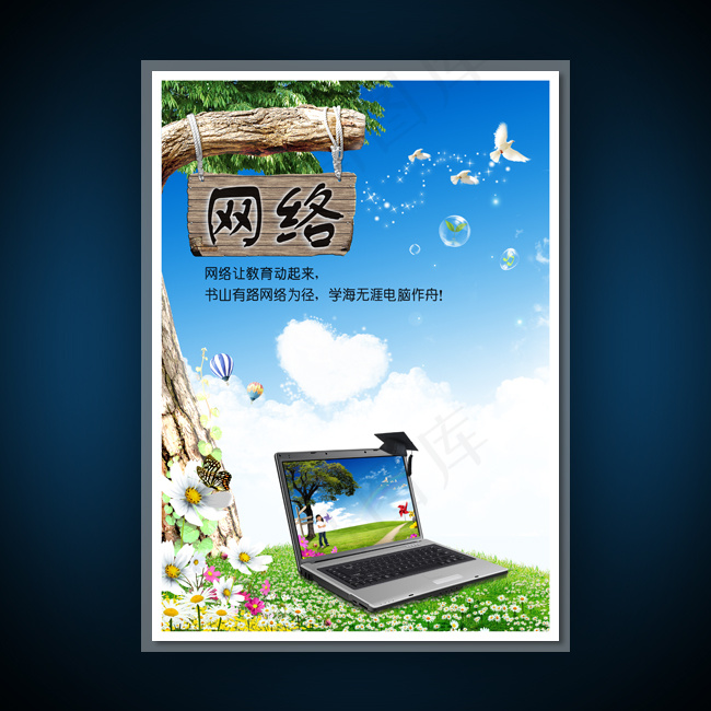 校园文化展板海报设计之网络(3543X4962(DPI:300))psd模版下载