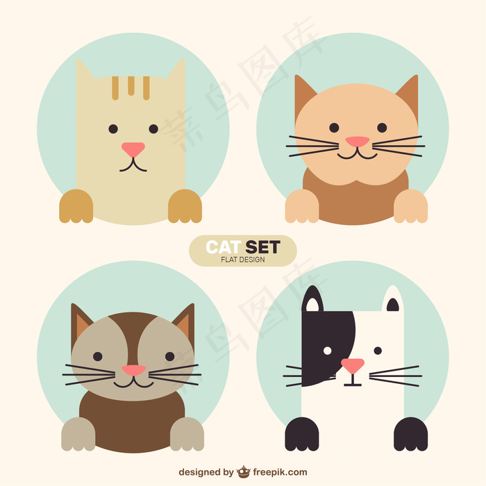 可爱卡通矢量猫