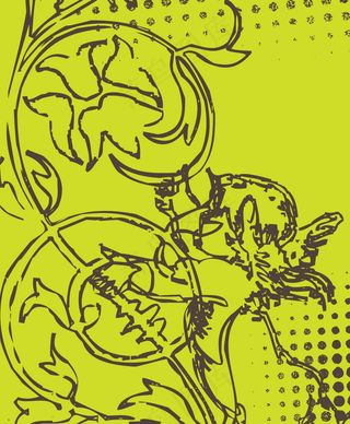 印花矢量图 色彩 嫩绿色 黑色 优...