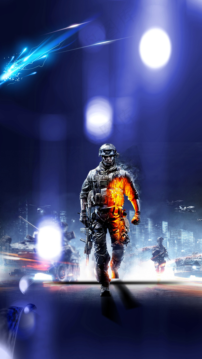 科技未来感炫酷战士H5背景素材psd