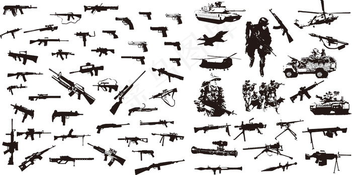 各种枪支ai矢量素材
