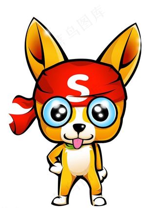 卡通头巾大眼狗吉祥物psd源文件下...