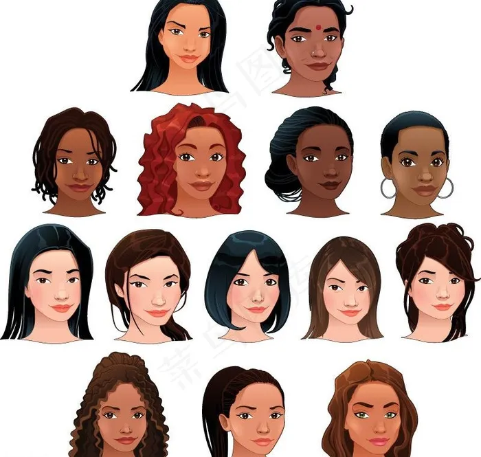 女人头像图片ai矢量模版下载