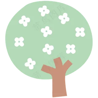 卡通建筑树林矢量素材