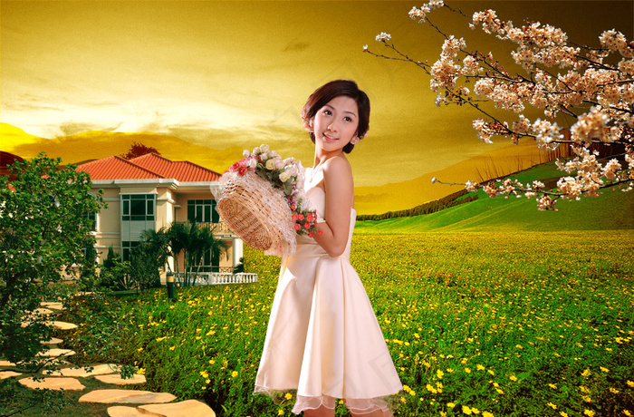 春色满园别墅豪宅广告PSD素