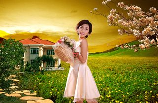 春色满园别墅豪宅广告PSD素