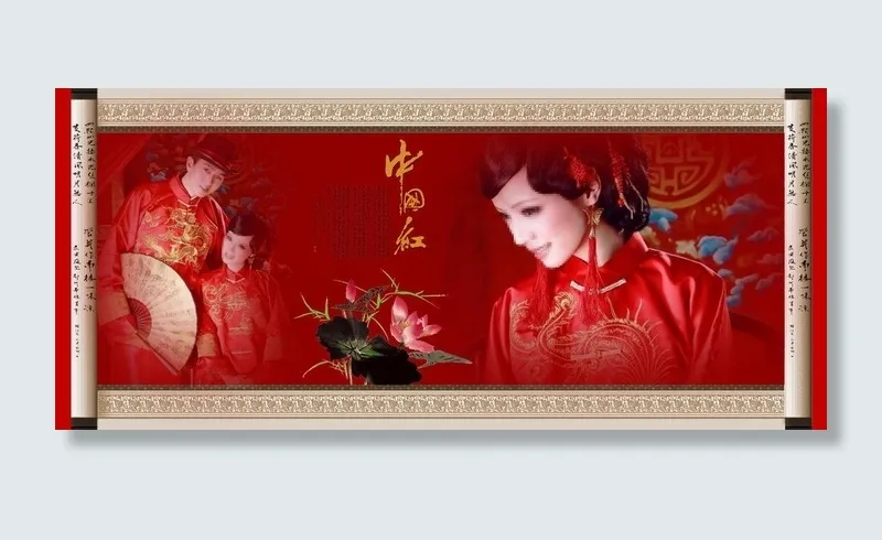 中国红图片psd模版下载