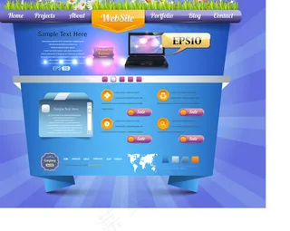 春天元素装饰网页设计矢量素材