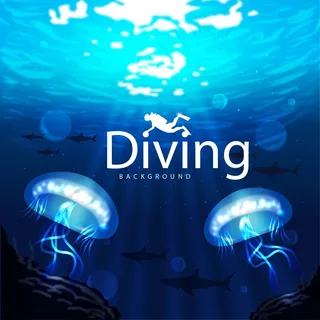 蓝色水底矢量背景