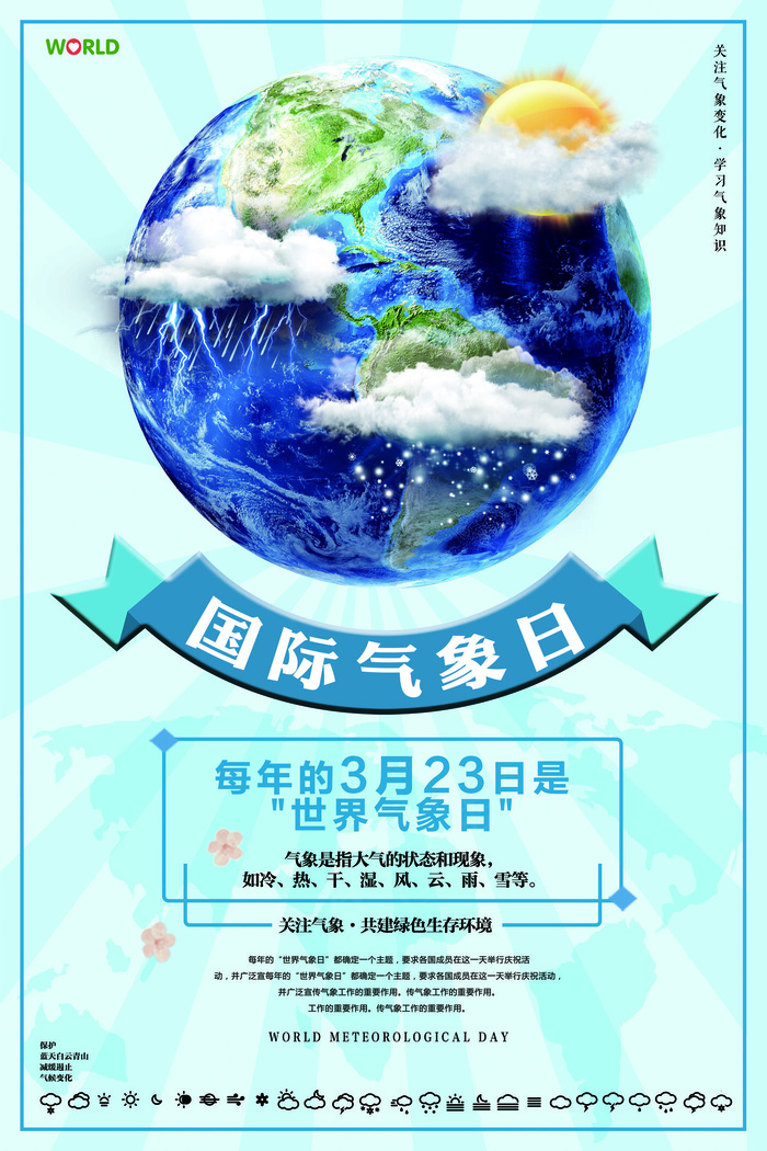 简约创意世界气象日设计海报(3543X5315(DPI:150))psd模版下载