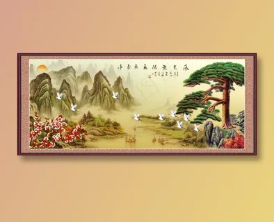 风光无限气象万千迎客松山水画