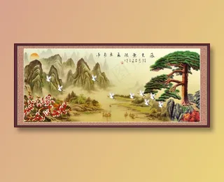 风光无限气象万千迎客松山水画