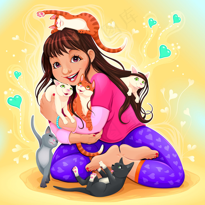 可爱卡通矢量猫
