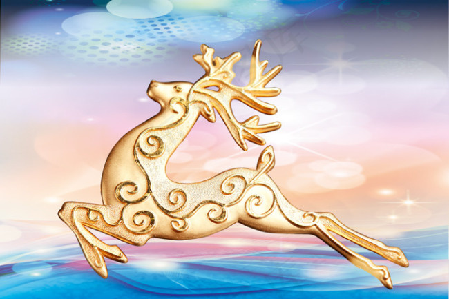金色麋鹿梅花鹿PSD分层模板psd模版下载