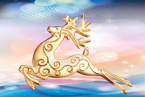 金色麋鹿梅花鹿PSD分层模板 金色麋鹿梅花鹿PSD分层模板