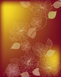 矢量素材线条树叶背景