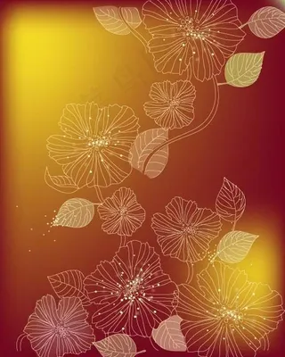 矢量素材线条树叶背景