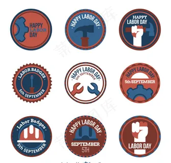 老式劳动节徽章素材