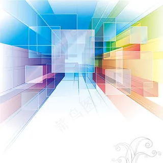 抽象幻彩方形背景矢量素材图片