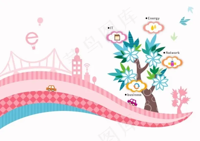 卡通粉色背景ai矢量模版下载