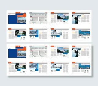 蓝色加红色线条企业画册设计