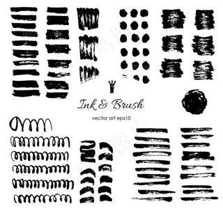 精美毛笔笔触笔刷矢量素材