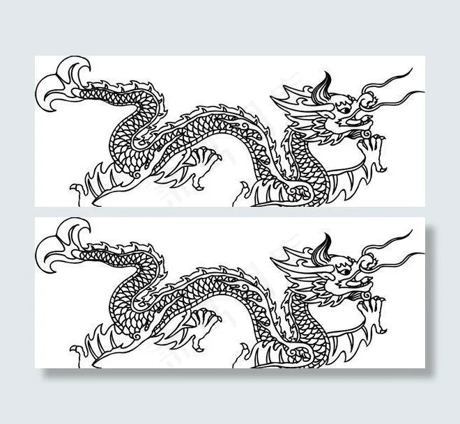 龙纹 中华传统 花纹 黑白 装饰 AIai矢量模版下载