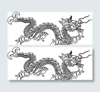 龙纹 中华传统 花纹 黑白 装饰 AI