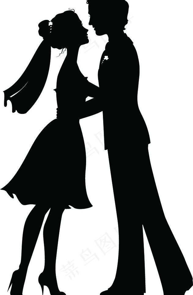 恩爱夫妻剪影图片