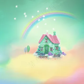 彩虹与小房子