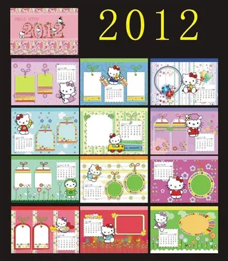 2012HELLO KITTY 猫台历相册模板PSD素材