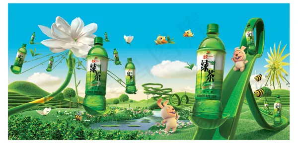 统一绿茶广告(8268X4076(DPI:300))psd模版下载
