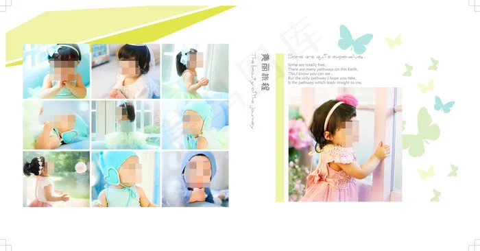 儿童幼儿清新淡雅成长相册纪念册照片...psd模版下载