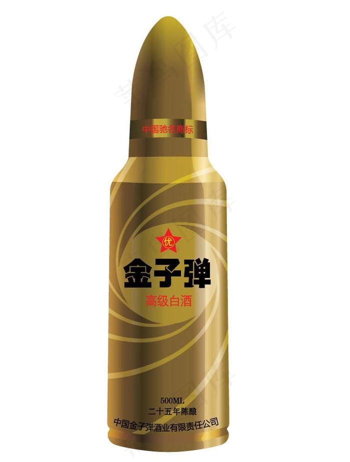 酒包装 子弹 军用 金色图片