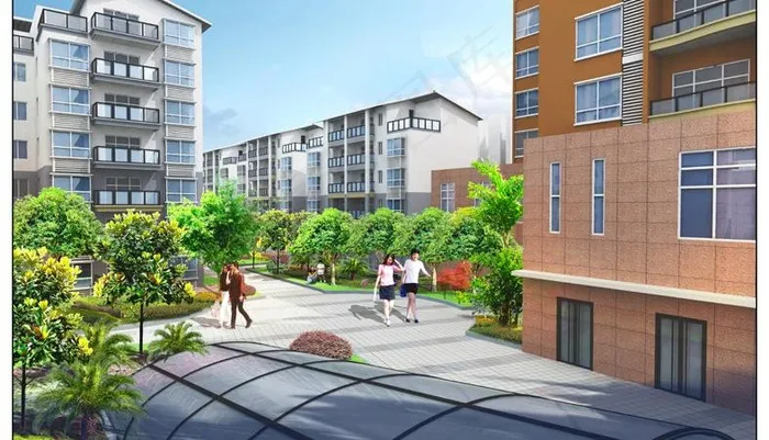 住宅小区效果图图片(4000X2500(DPI:72))psd模版下载