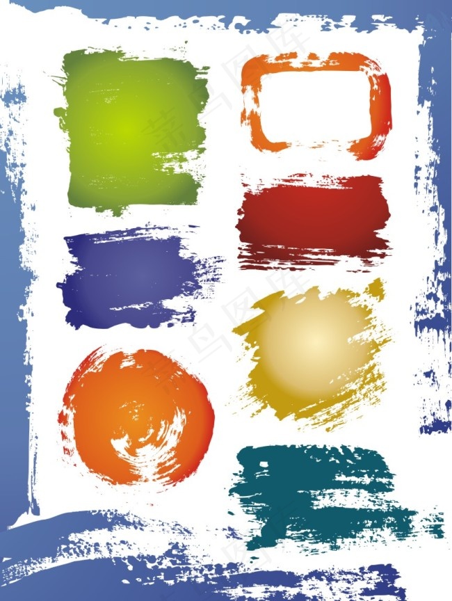 笔刷喷墨墨迹矢量素材