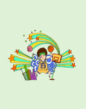卡通人物运动员足球运动元素海报