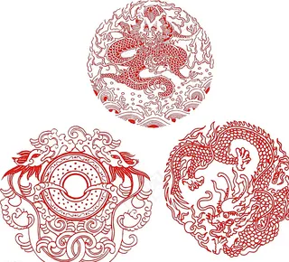 圆形 龙 矢量图片