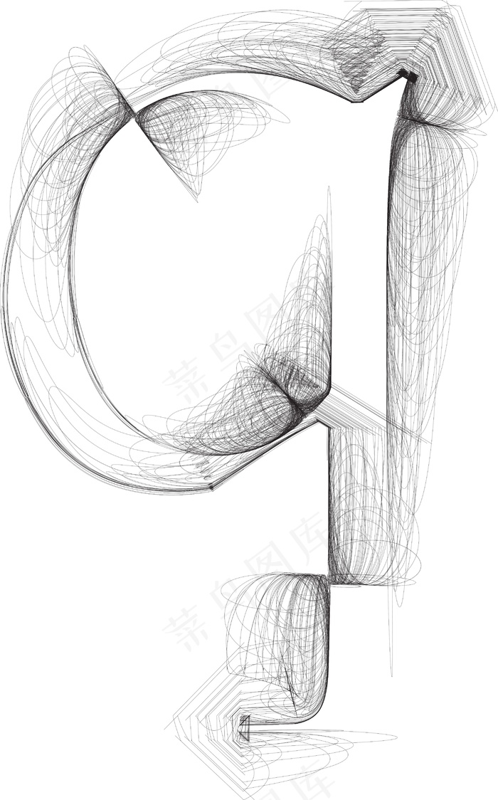 手绘字体字母Q矢量插画